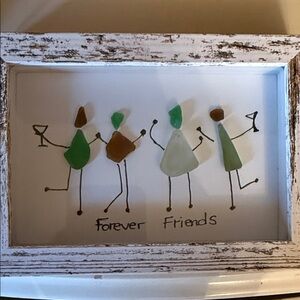 Framed Art with Sea Glass Figures